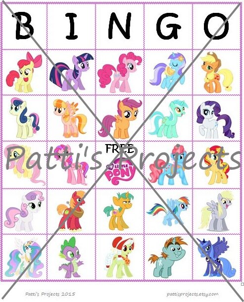 My Little Pony Inspired Bingo Game Digital Download