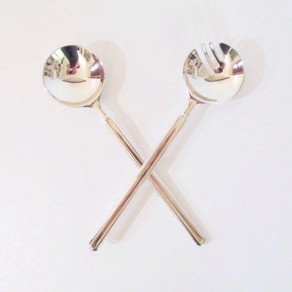 Modern Italian Salad Server Set Silver Plated A. E. P. ZING