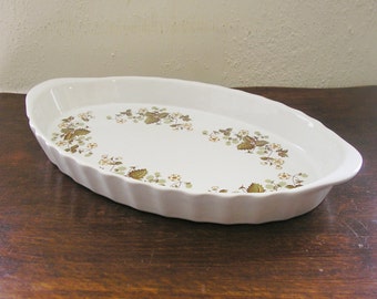Vintage Milton Brook Casserole Au Gratin Dish Pan Bowl Yellow Flowers oval ceramic Cookware vintage kitchen made in England (X)