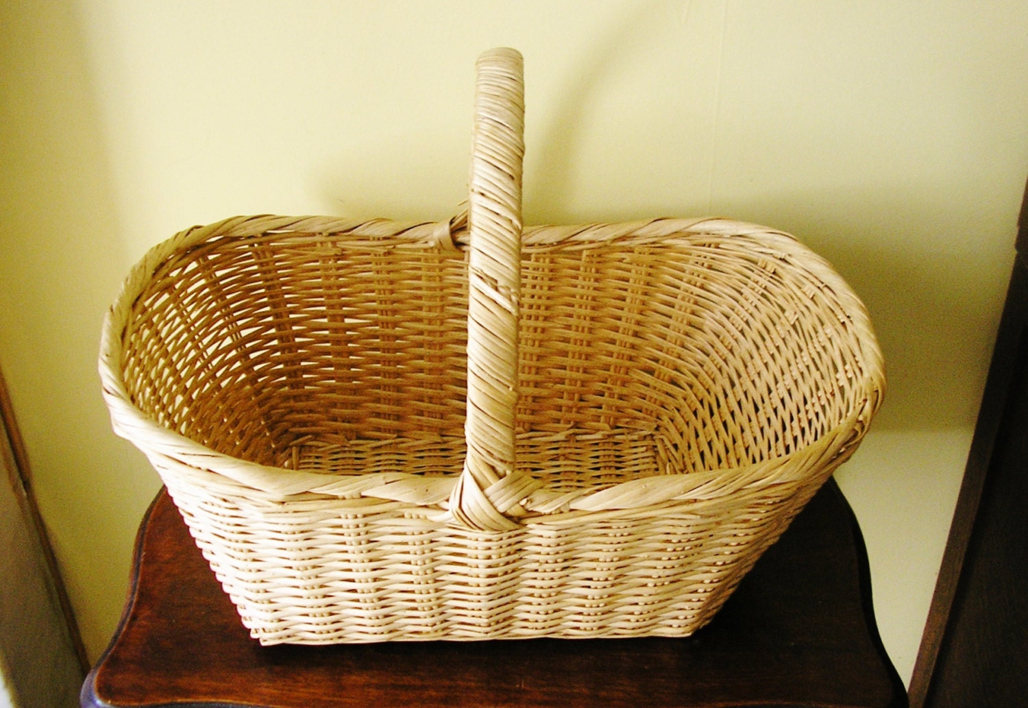 Vintage rustic wicker basket with handle picnic by TheIrishBarn