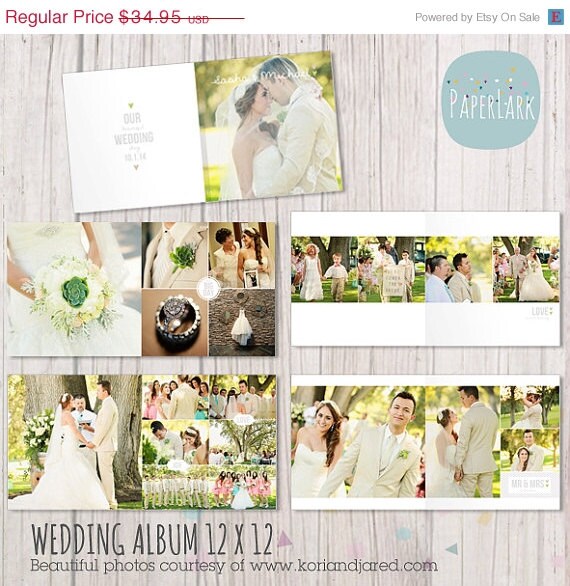 SALE HALF PRICE Wedding Album Template 12 x by PaperLarkDesigns