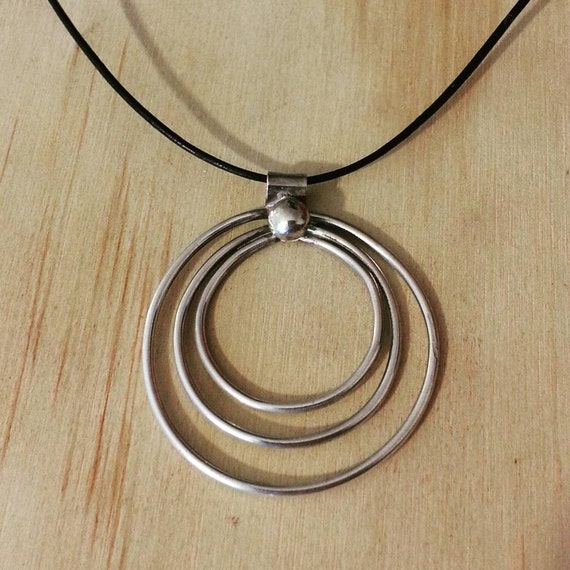 Sterling silver hoop necklace. Sterling silver hoop pendant.