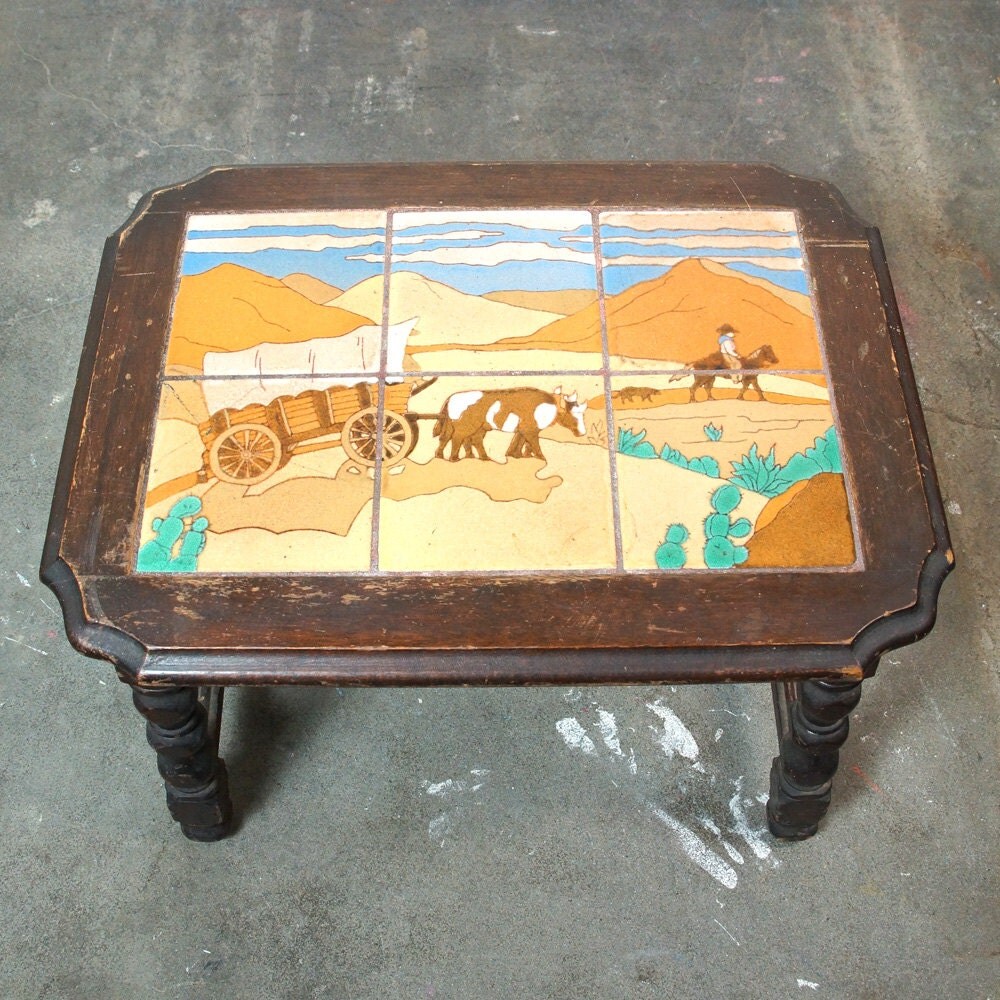 California Tile Top Table / Vintage 1930s Taylor Tilery