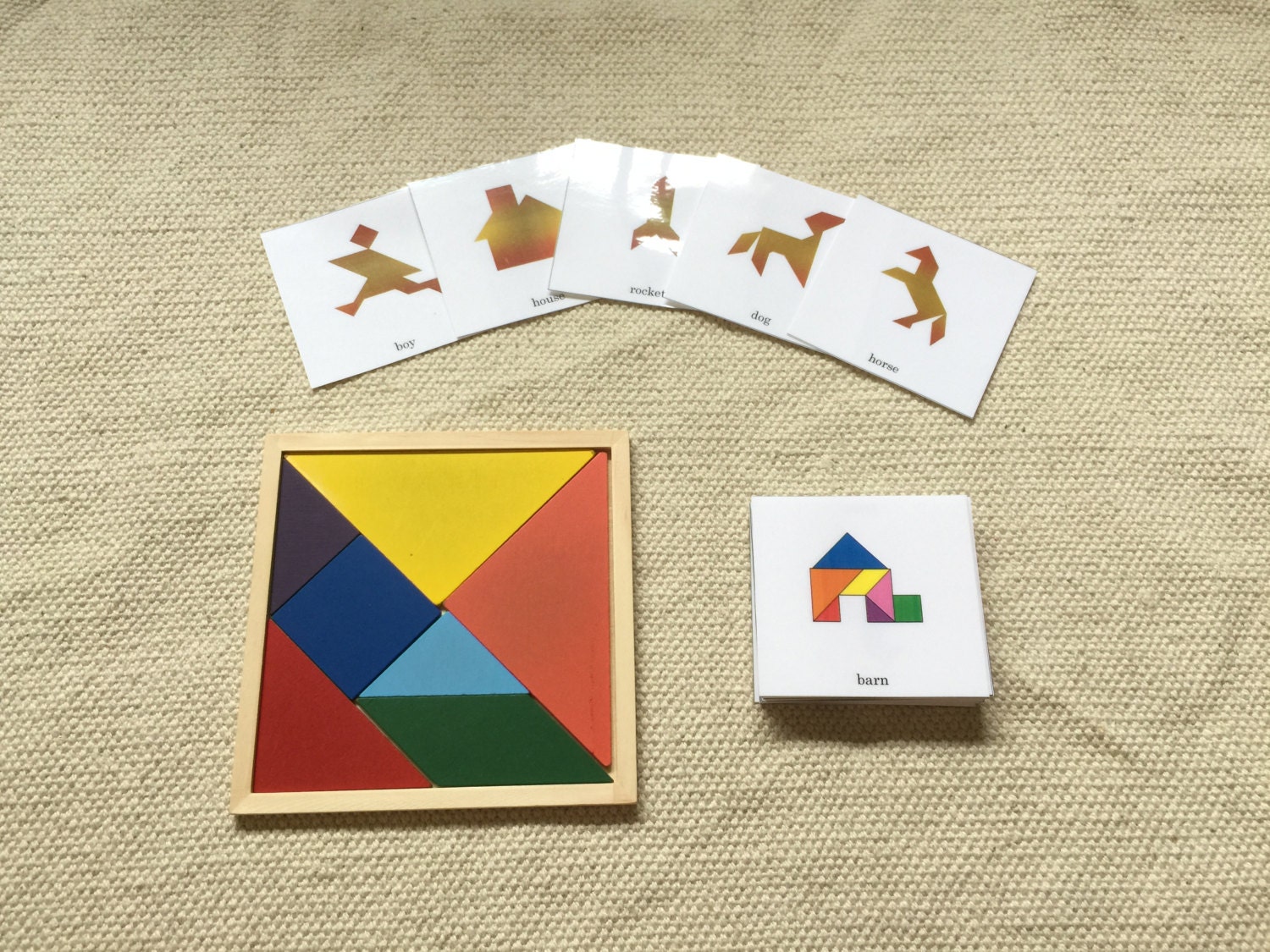 Wooden Tangram Puzzles with Solution