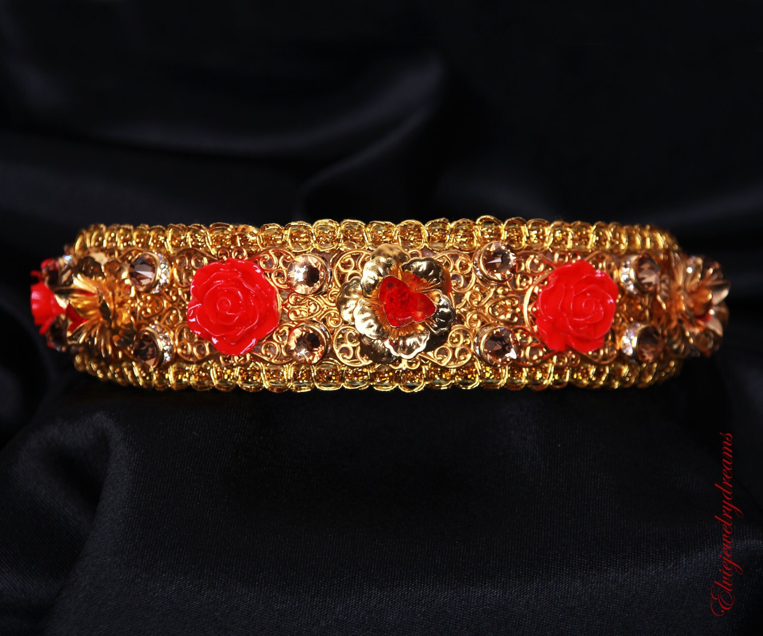 LUCIA Tiara Red Crown Spanish Headpiece Red by Elviejewelrydreams