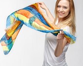 Hand painted silk scarf with bright multicolored stripes. Hand Painted, batik. Natural silk. Scarf for woman, Gift For Her, Ready To Ship Hand painted silk scarf with bright multicolored stripes. Hand Painted, batik. Natural silk. Scarf for woman, Gift For Her, Ready To Ship