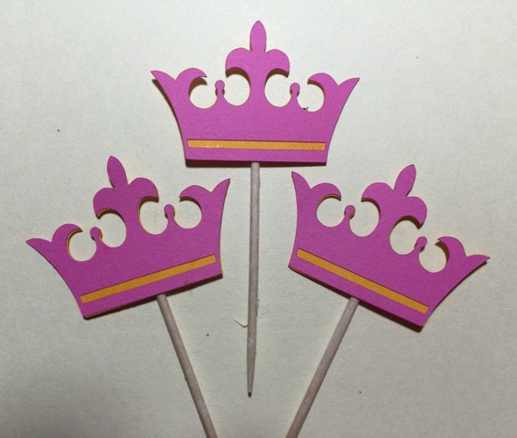 12 Princess Crown Cupcake Toppers Die Cut Select a by MyCutieBows