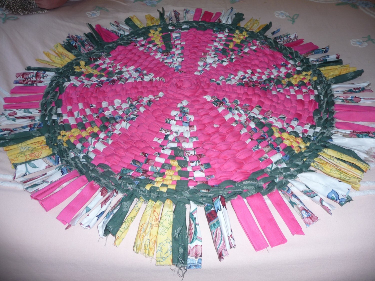 Rag Rug Woven 36 Round Wagon Wheel READY to Ship Hand