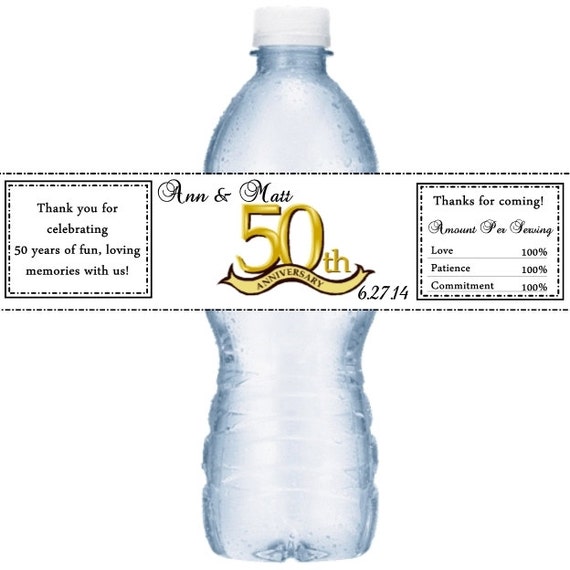 21 50th Anniversary Water Bottle Labels
