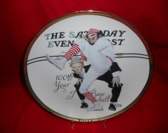 Sports Impressions 100th Year Of Baseball Saturday Evening Post Plate by Norman Rockwell FREE SHIPPING!