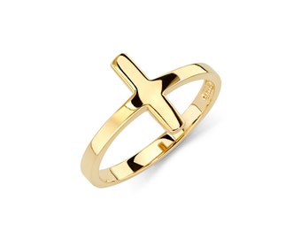 14K Gold Sideways Cross Ring, Sideways Cross, Sideways Cross Ring, Cross Jewelry, Cross Ring, Gold Cross, Gold Ring, Sideways, Cross
