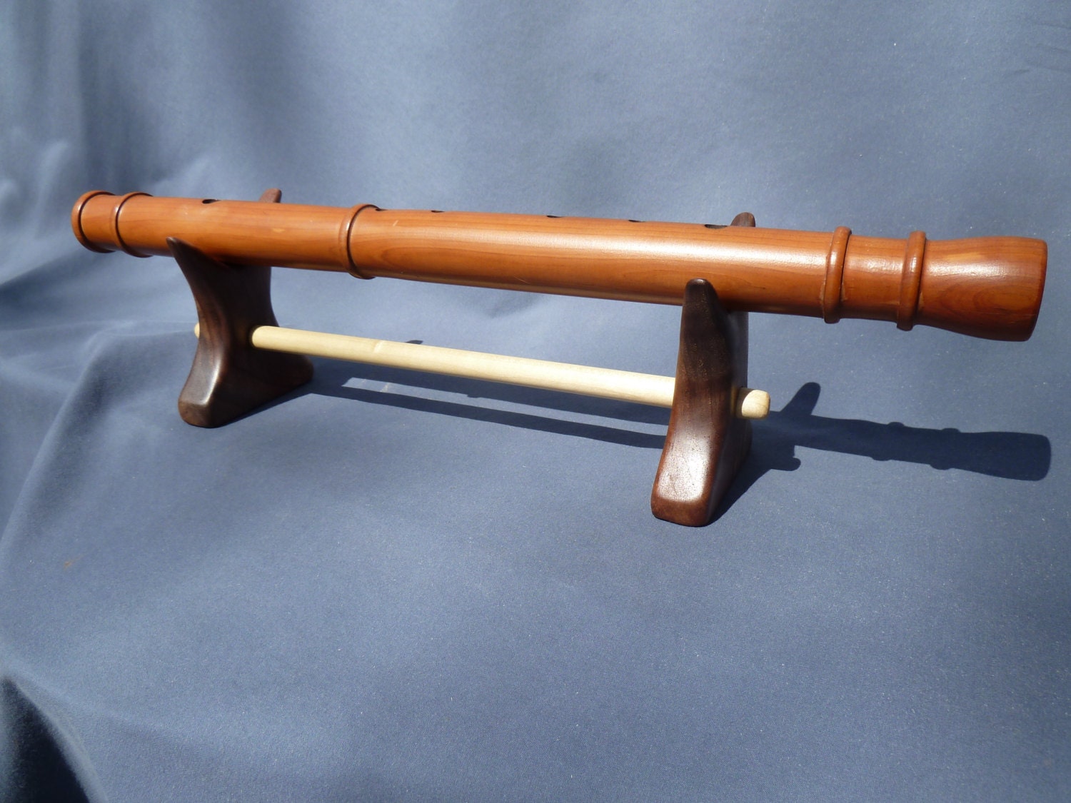 Walnut flute stand holds 1 native american by Nativewoodworks