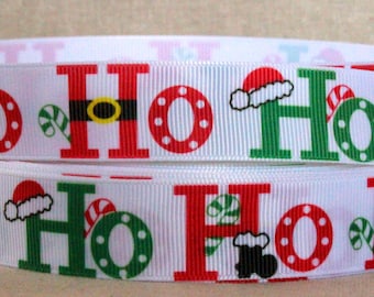 7/8" Christmas Ribbon Grosgrain Ribbon by the Yard Santa Ribbon for Christmas Gift, Christmas Party, Hair Bow, or Wreath