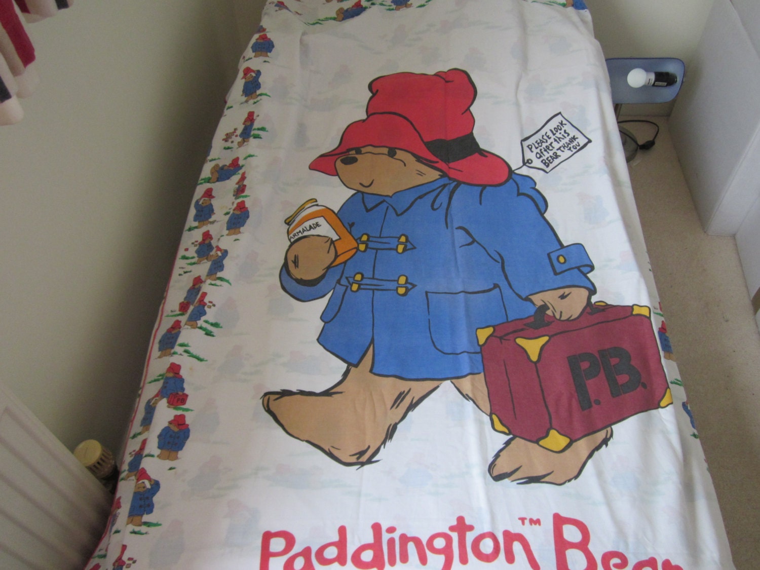 Vintage Single Twin Paddington Bear Duvet Cover Michael Bond.
