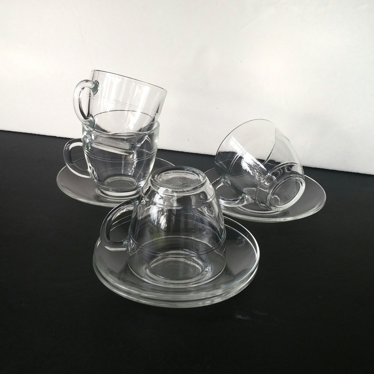 vintage glass tea cups glass espresso cups gift idea clear