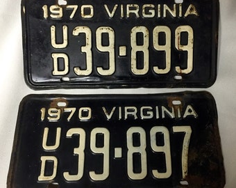 VA License Plates (2) - 1970 - UD Prefix Code