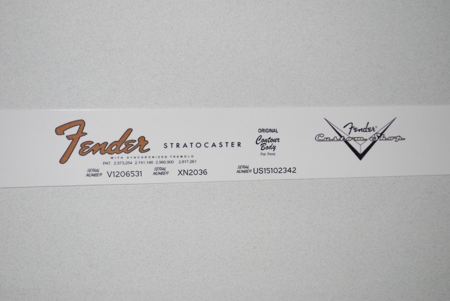 Repro Vintage Fender Stratocaster Decal with serial numbers