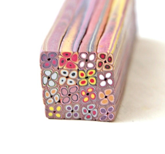 Square Polymer Clay Extruder Cane red and pink