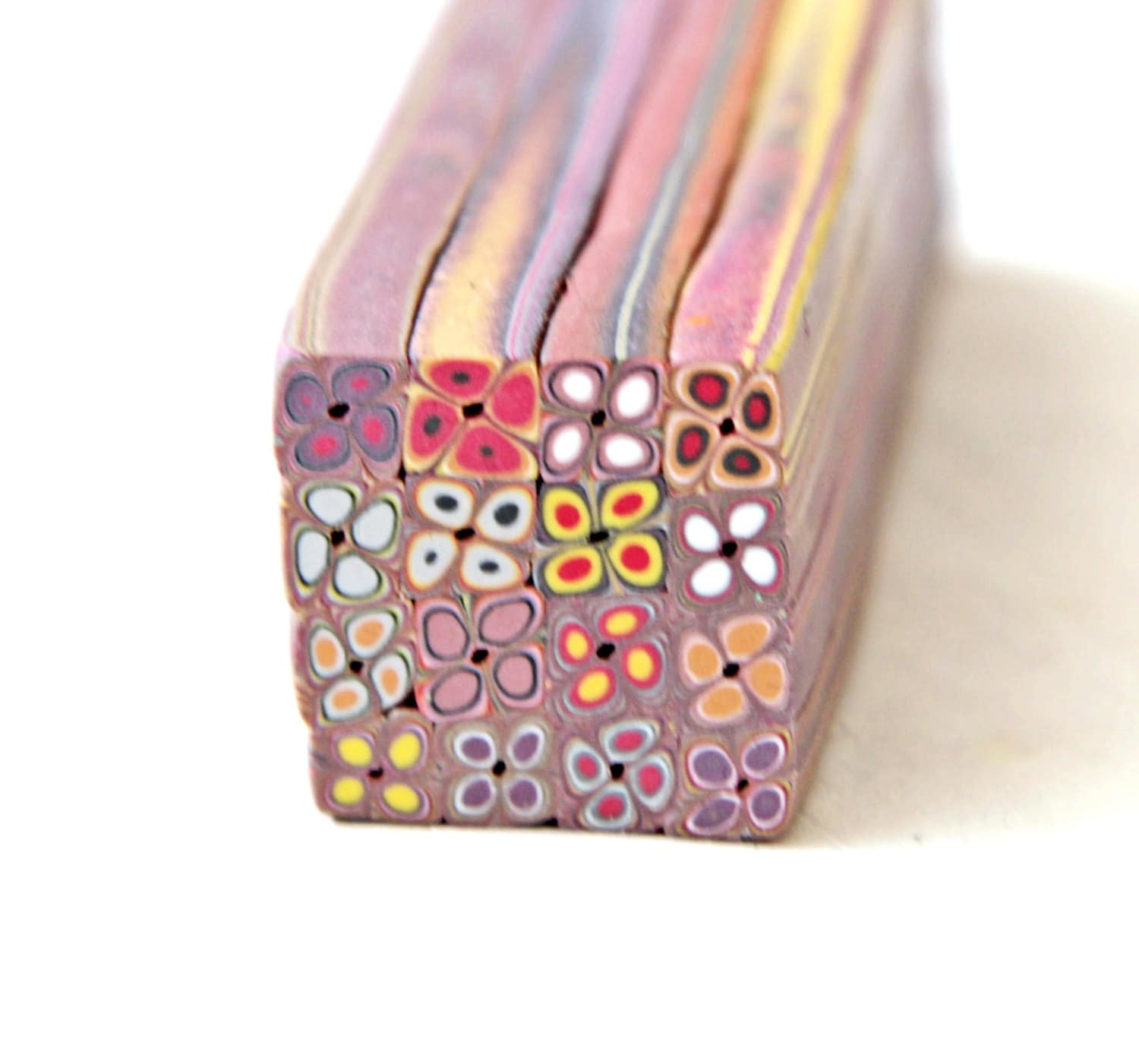 Square Polymer Clay Extruder Cane red and pink by LyamayevaClay