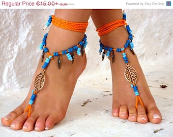 SALE Barefoot Sandals Barefoot Beach Jewelry gemstones Hippie Sandals ...