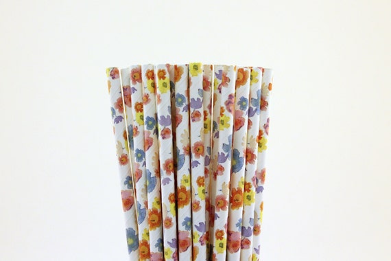Floral Paper Straws-Drinking Straws-Flower Straws-Wedding Straws-Floral Straws-Mason Jar Straws-Shabby Chic Straws-Shower Straws-Party Straw Il_570xn