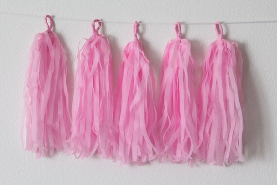 Tissue Paper Tassel Garland DIY KIT-Pink Party Decor-Cowgirl Party Tassels-Butterfly Party Garland-Pink Tissue Paper-Pink Tissue Banner Il_570xn