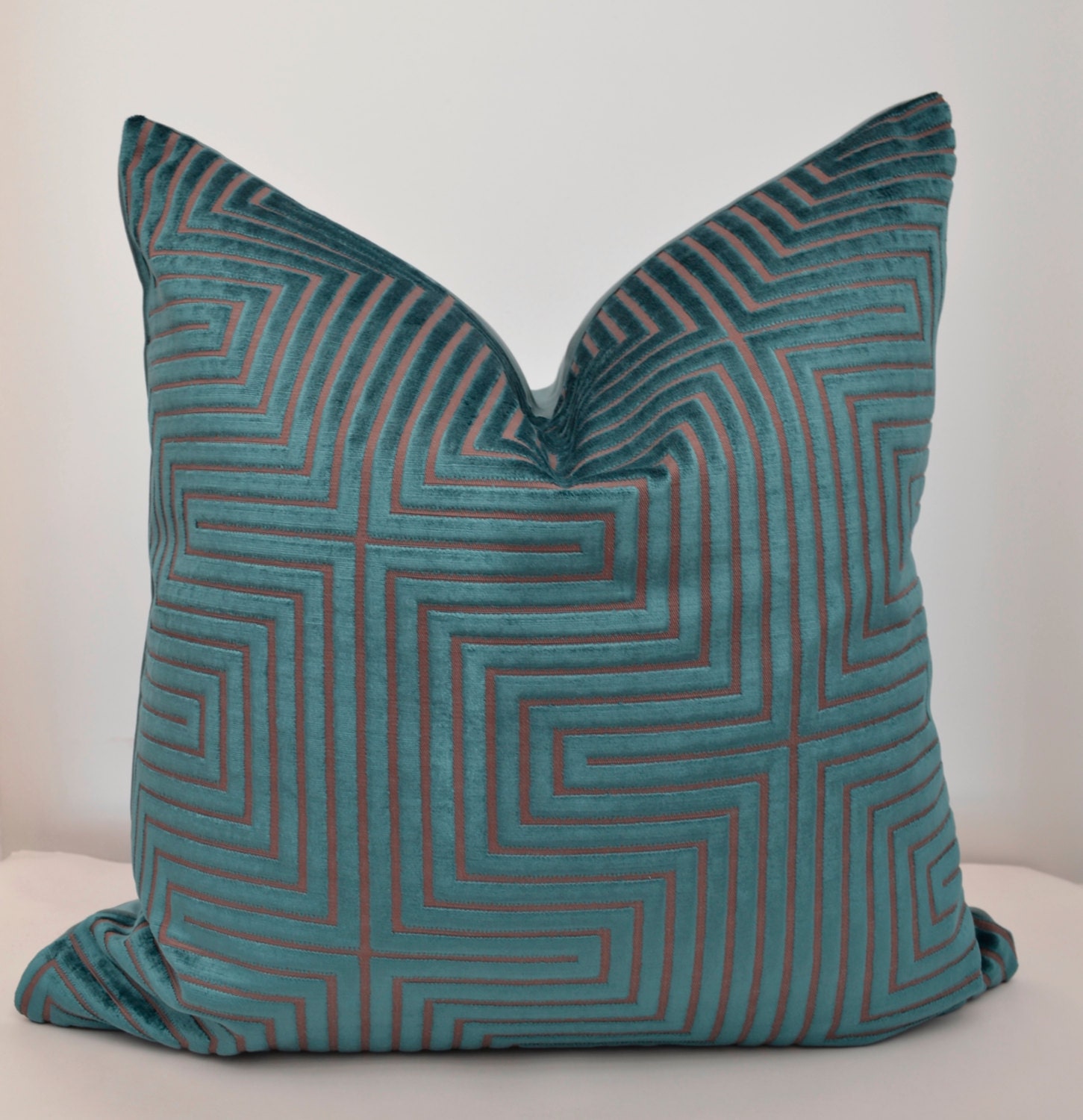 Teal Velvet Pillow Cover Geometric Velvet Pillow Designer 