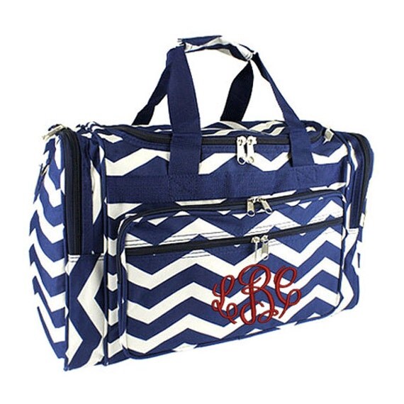Monogrammed Kids&#39; Size Duffle Bags Navy Chevron by Monograms4Ever