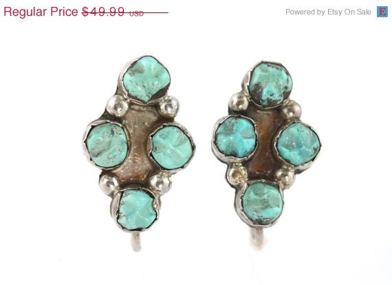 36% OFF SALE Zuni Carved Turquoise Earrings