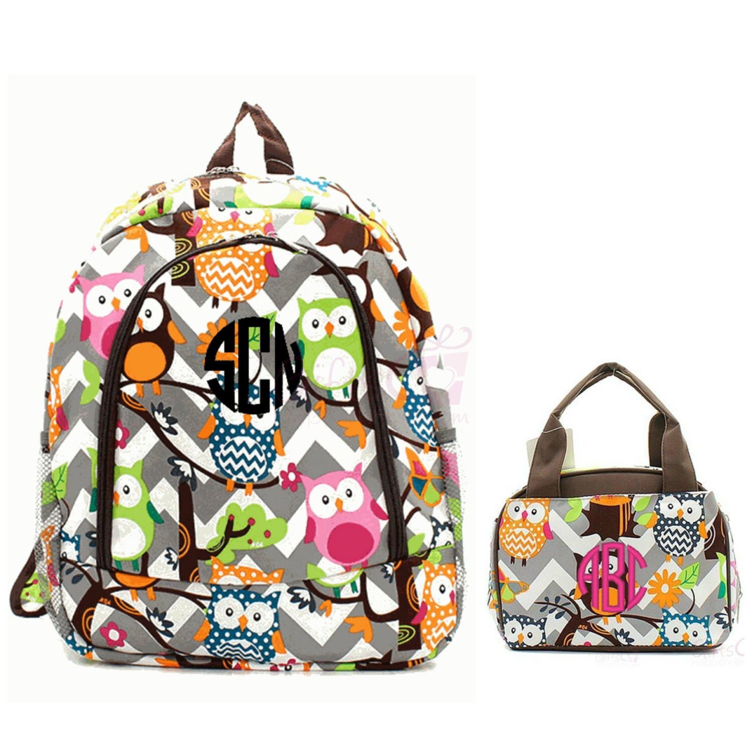Personalized Owl Backpack Matching Lunch Bag by GiftsHappenHere