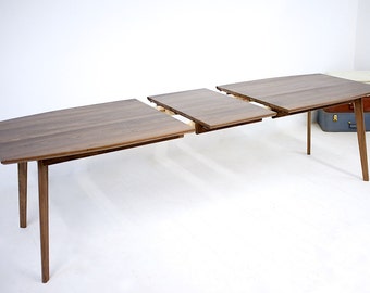 Extension Dining Table, Midcentury Modern Walnut Dining Table, Drop Leaf Table, Dining Table with Leaves, Midcentury Modern