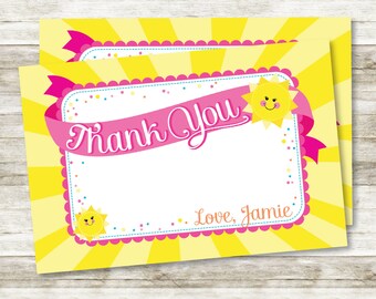 You are My Sunshine, My Only Sunshine Little Girl's Birthday 4" x 6" Horizontal DIY Printable Thank You Card