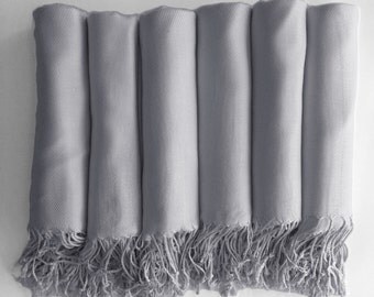 READY TO SHIP - Pashmina shawl in Silver Grey - Bridesmaid Gift, Wedding Favor