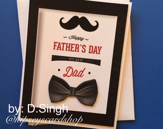 Happy Fathers Day Dad. SOLD FOR CHARITY. Fathers Day Card with Bowtie