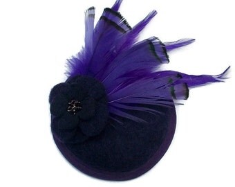 Purple Cocktail Hat Purple Fascinator Hat Purple Hat for races hat purple wedding hat ladies day hat kentucky derby hat purple ascot hat
