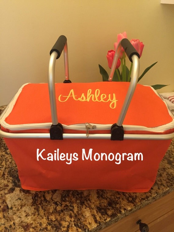 Monogrammed Picnic Basket Insulated Cooler by