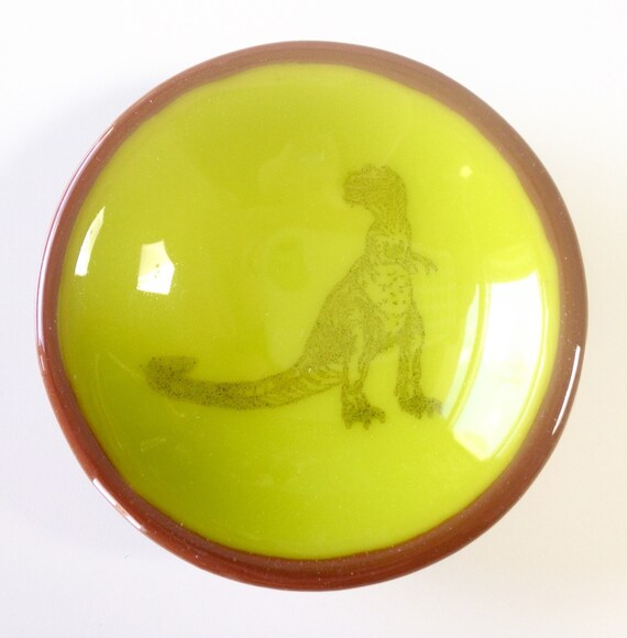 Items similar to Fused Glass Dinosaur T Rex Tyrannosaurus Dish Bowl for ...