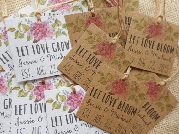 custom favor tags, printable wedding favor tags, let love bloom tags ...