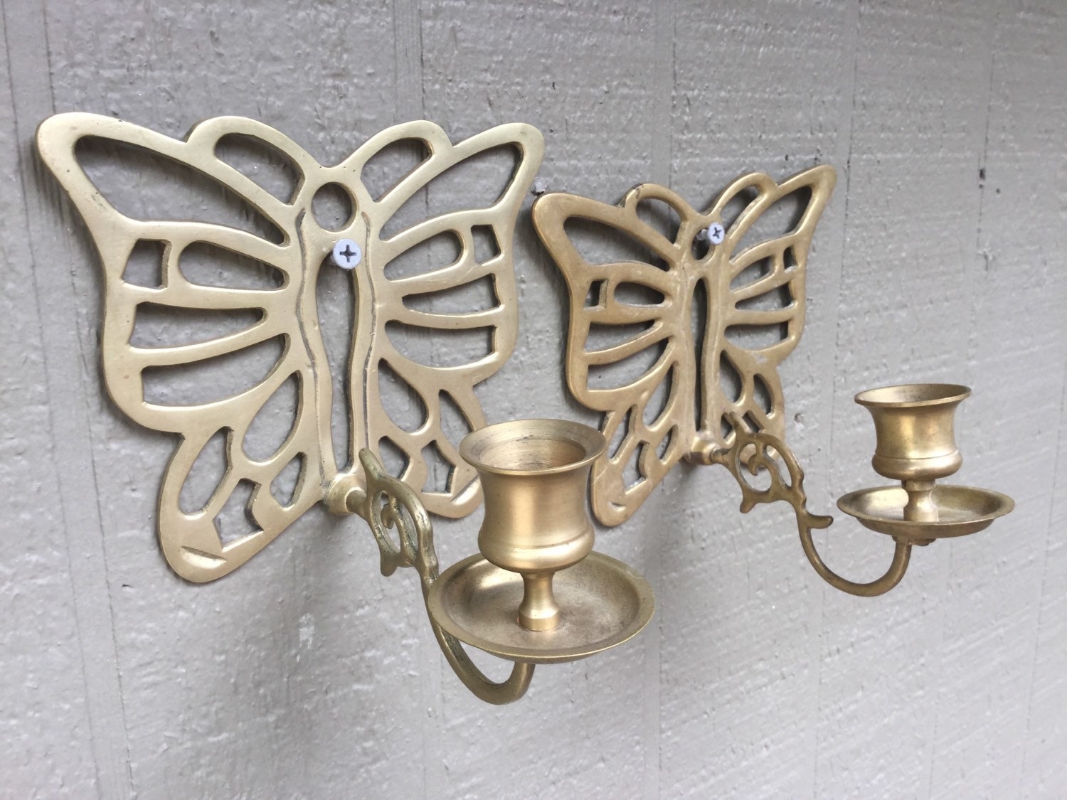 Brass Butterfly Wall Sconce Pair