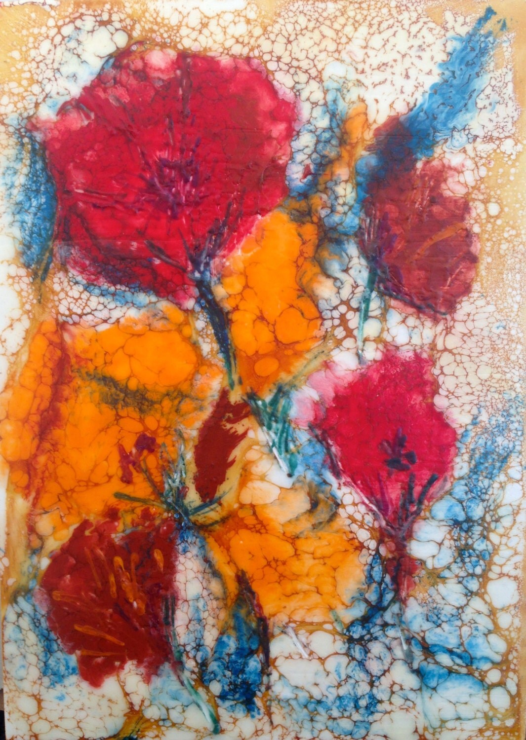 Original encaustic art painting on board by KozieUp on Etsy