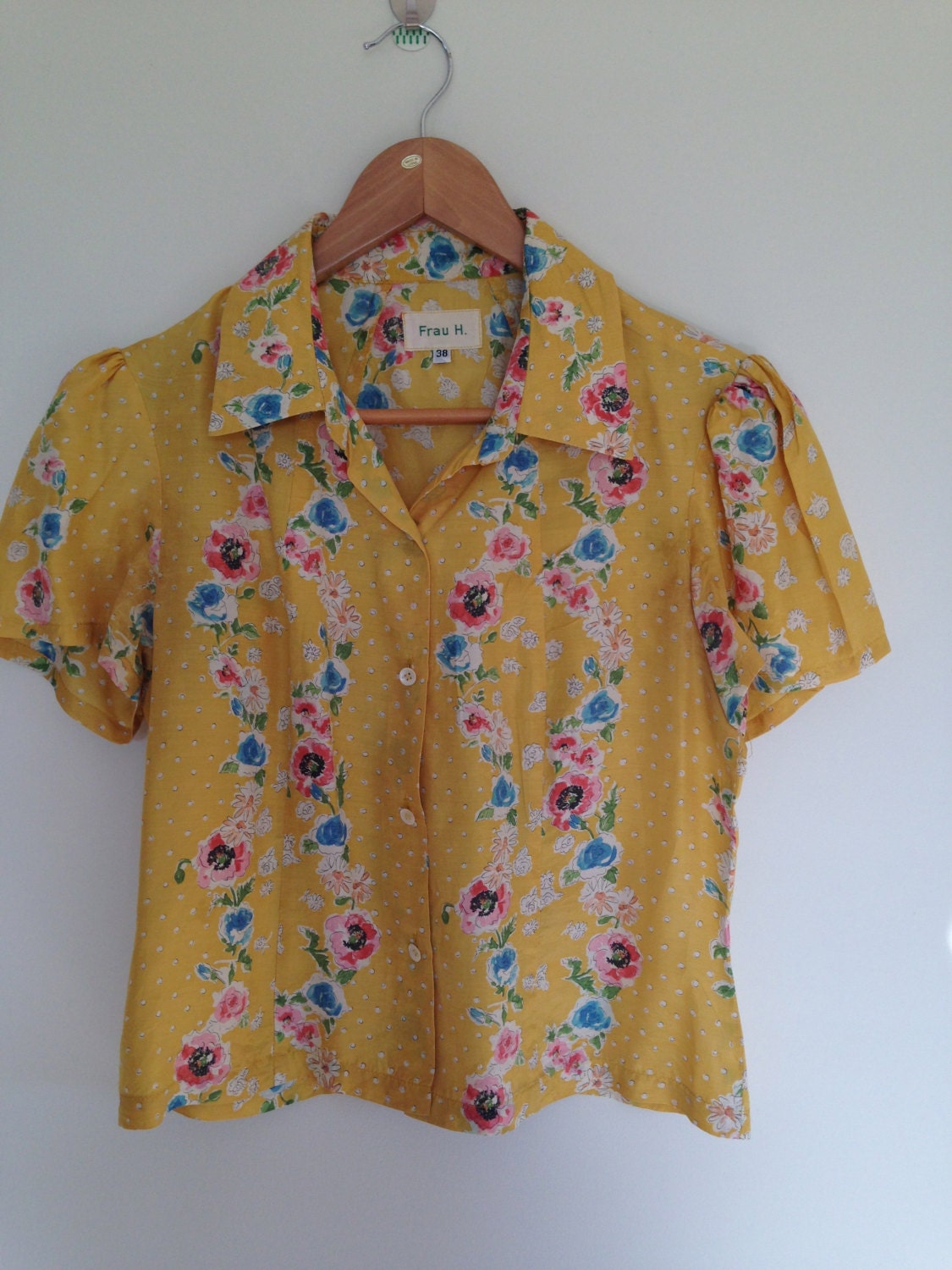 Vintage yellow floral blouse top – Haute Juice