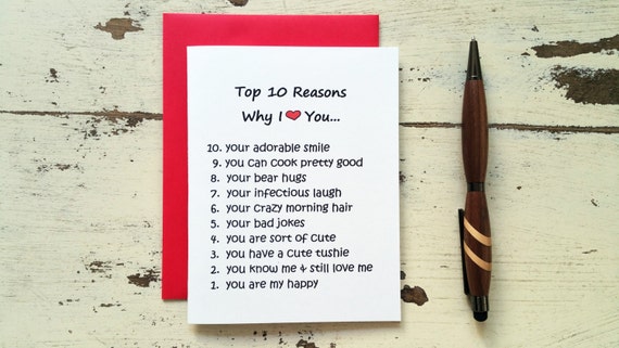 Funny Love Card Top 10 Reasons Why I Love You by TheNestedTurtle