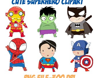 Cute superhero Clipart PNG file-300 dpi