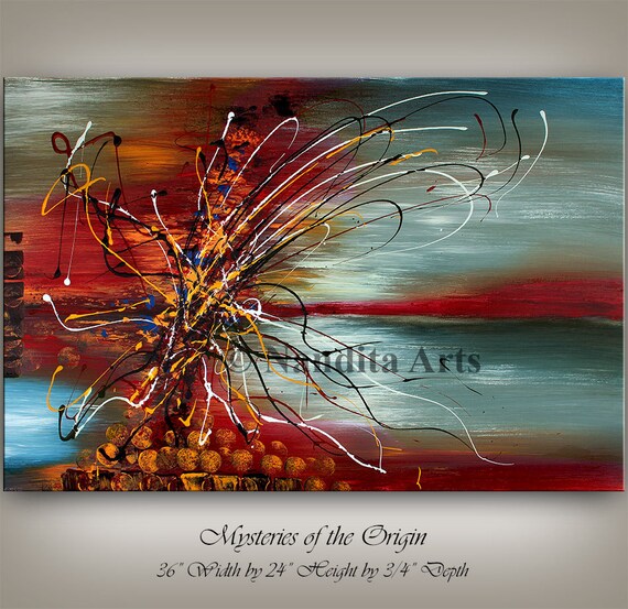 SALE Wall Art Canvas Art Red Wall Decor by ContemporaryArtDaily