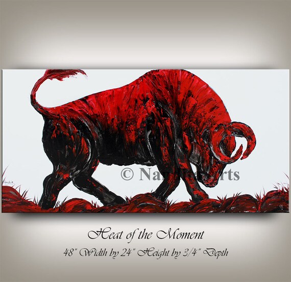 Animal Bull Wall Art ABSTRACT PAINTING 48 Red BULL