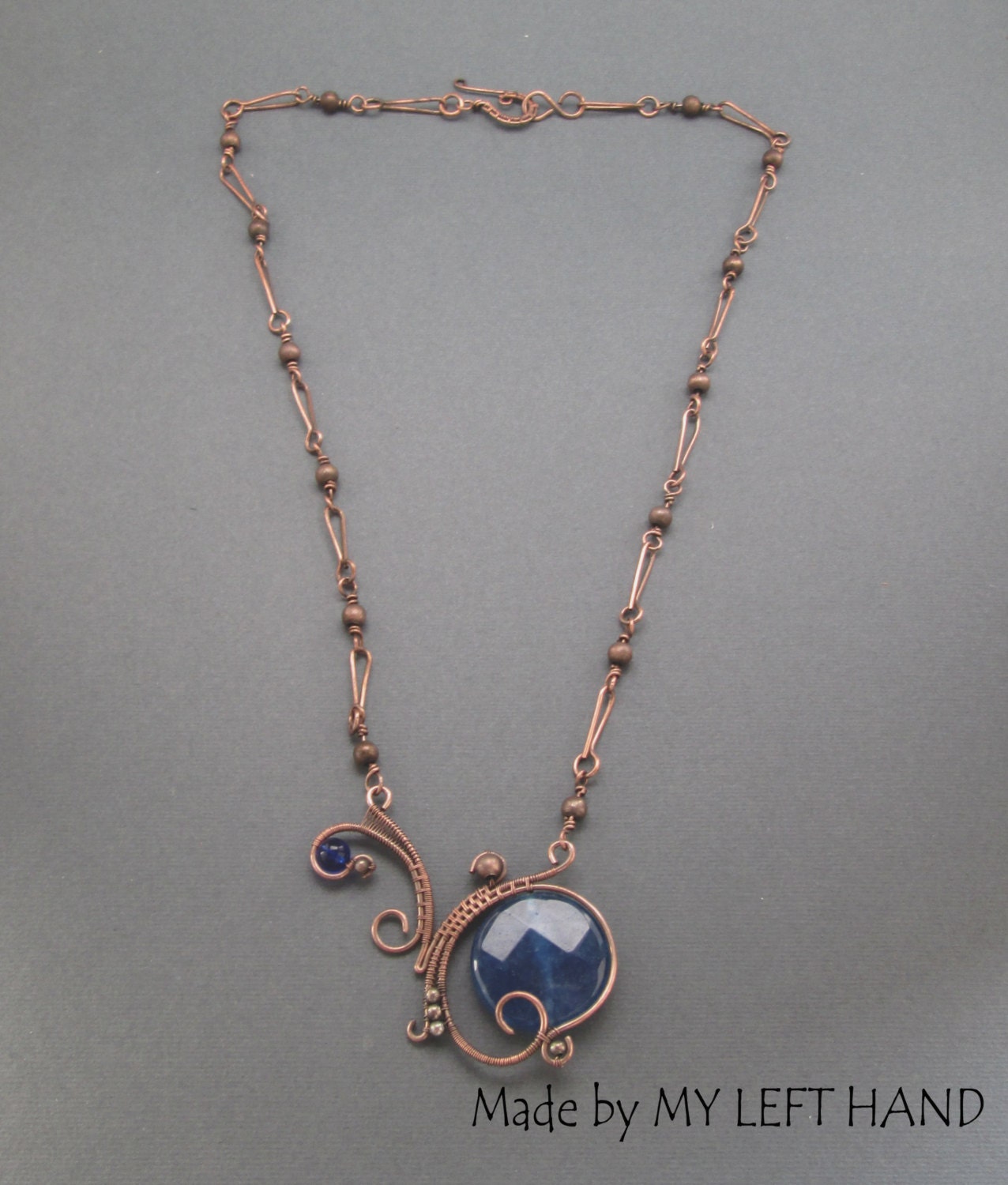 Copper Necklace Jade Wire Wrapped Copper Pendant Wire Necklace