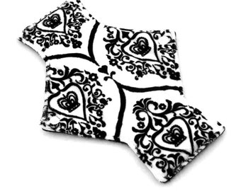 9" Light Day Damask Victorian Crown White Minky backed with premium WindPro Fleece Cloth Menstrual Pad, Mama Cloth, Cloth Pad, Reusable Pad
