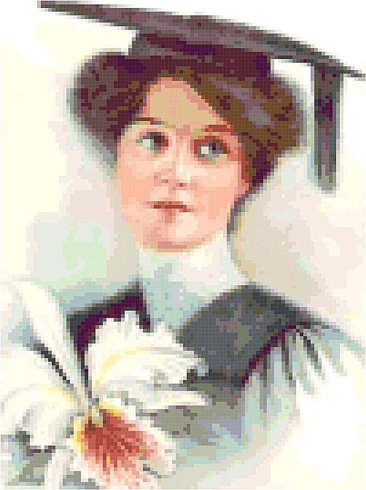 Cross Stitch Vintage Victorian Lady Graduation Day Pattern