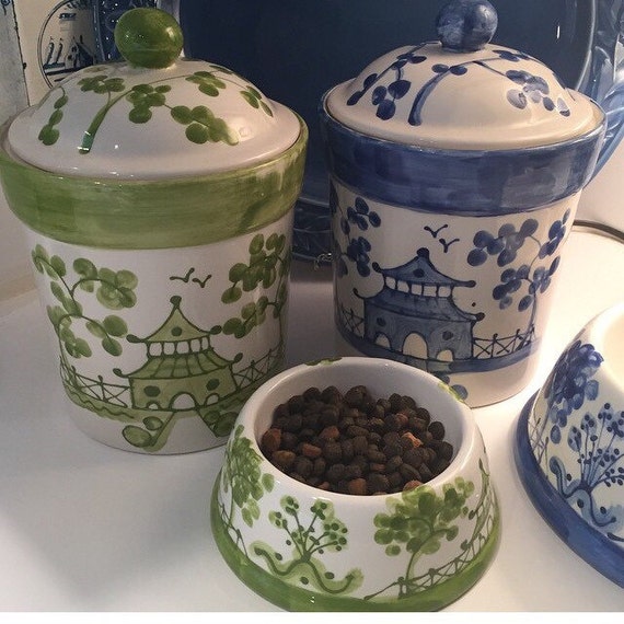 Blue and White Treat Canister Copyright design