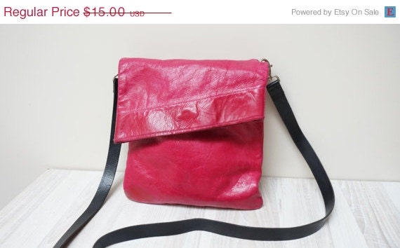 SPRING SALE Handbag hot pink clutch pouch tote Vintage real leather ...